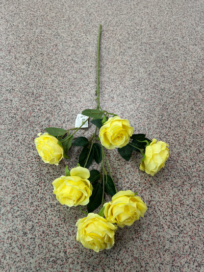 Crenguță Florală Artificială cu 6 Trandafiri 85 cm, Diverse Culori, cu Frunze Decorative Verzi, pentru Decor Interior