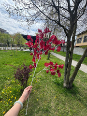 Crenguță Decorativă Artificială 80 cm cu Frunze Tip Ginkgo, Floare Albă Elegantă, 1 bucata