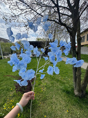 Crenguță Decorativă Artificială 80 cm cu Frunze Tip Ginkgo, Floare Albă Elegantă, 1 bucata