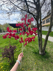 Crenguță Decorativă Artificială 80 cm cu Frunze Tip Ginkgo, Floare Albă Elegantă, 1 bucata