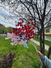 Crenguță Decorativă Artificială 80 cm cu Frunze Tip Ginkgo, Floare Albă Elegantă, 1 bucata