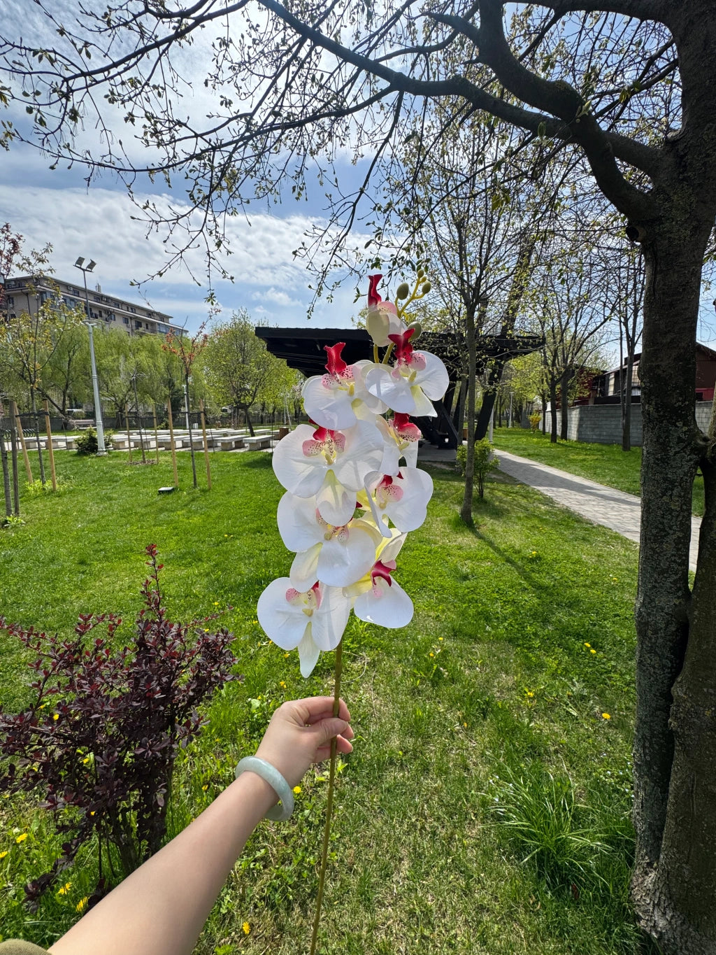 Orhidee Artificială Premium 85 cm, Floare Decorativă Elegantă pentru Vaze și Eveniment