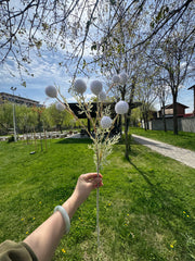 Floare Artificială Decorativă Tip Ramură cu Biluțe Pufoase, Diverse Culori, 1 buc