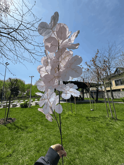 Floare Artificială Decorativă Tip Ramură cu Flori Albe, Diverse Culori, 1 buc