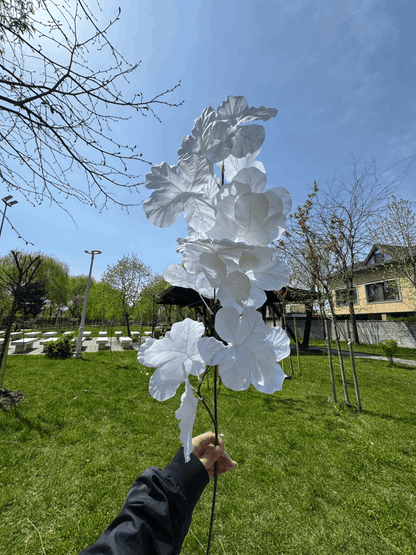 Floare Artificială Decorativă Tip Ramură cu Flori Albe, Diverse Culori, 1 buc