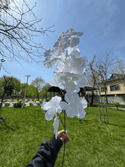 Floare Artificială Decorativă Tip Ramură cu Flori Albe, Diverse Culori, 1 buc