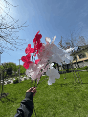 Floare Artificială Decorativă Tip Ramură cu Flori Albe, Diverse Culori, 1 buc