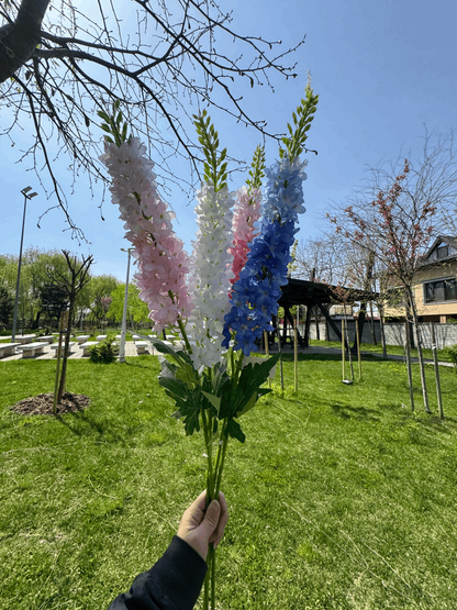 Crenguță Florală Artificială Tip Delphinium 90 cm, Elegantă pentru Decor Interior și Evenimente, 1 buc,