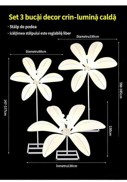 Set 3 Lampi Decorative Tip Crin LED, Lumina Calda, Inaltime Reglabila