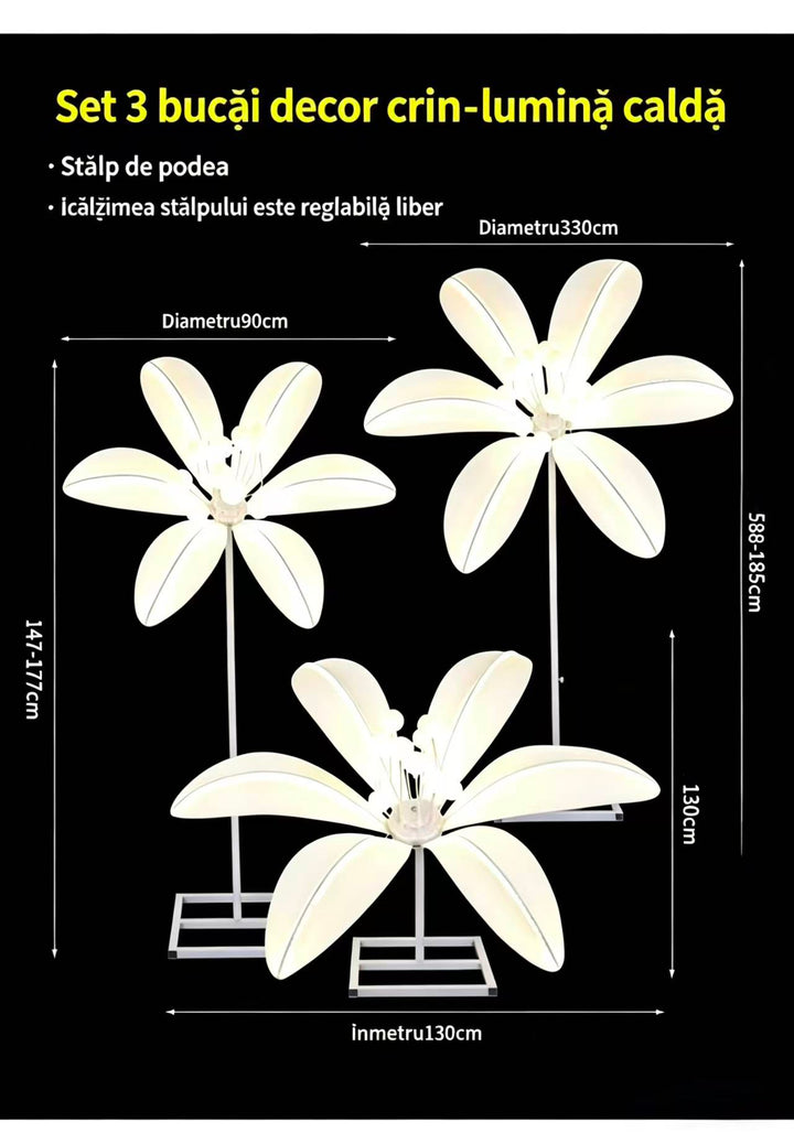 Set 3 Lampi Decorative Tip Crin LED, Lumina Calda, Inaltime Reglabila