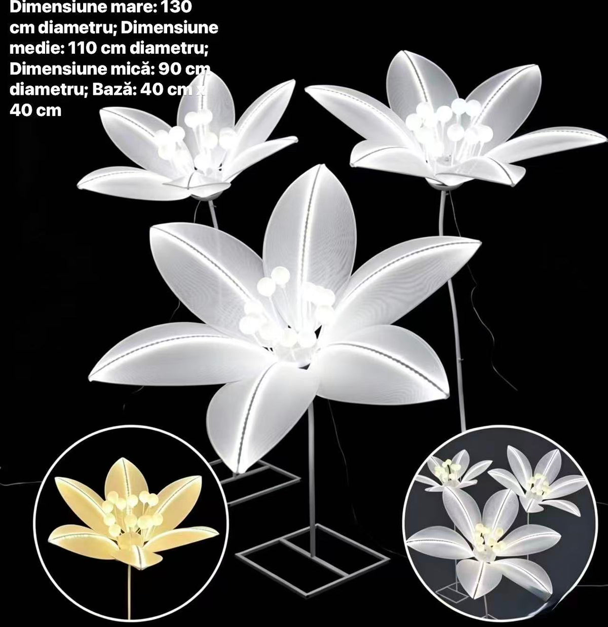 Set 3 Lampi Decorative Tip Crin LED, Lumina Calda, Inaltime Reglabila