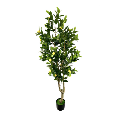 Copac artificial decorativ cu fructe galbene, ghiveci negru, 160 cm