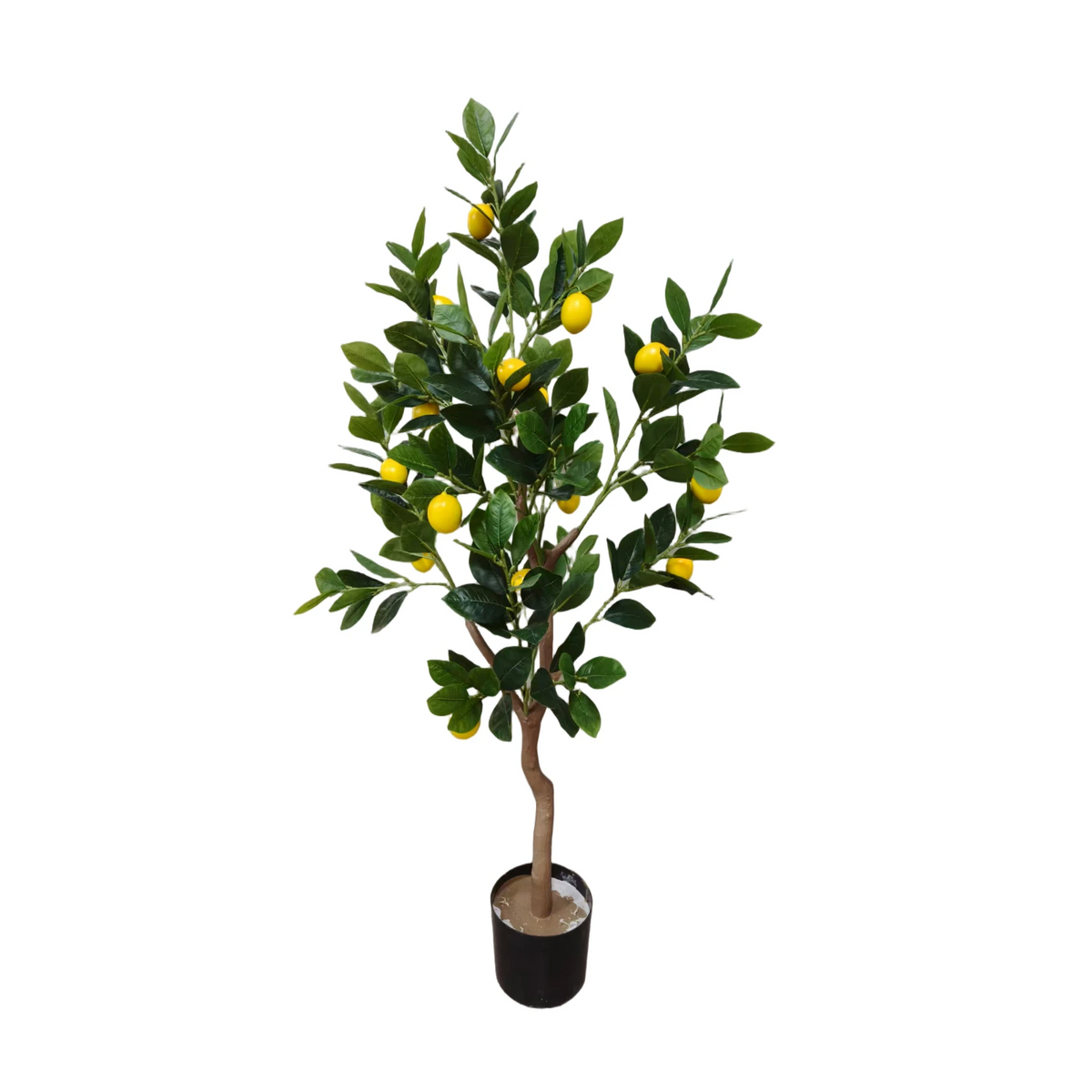 Copac artificial decorativ cu fructe galbene, ghiveci negru, 120 cm