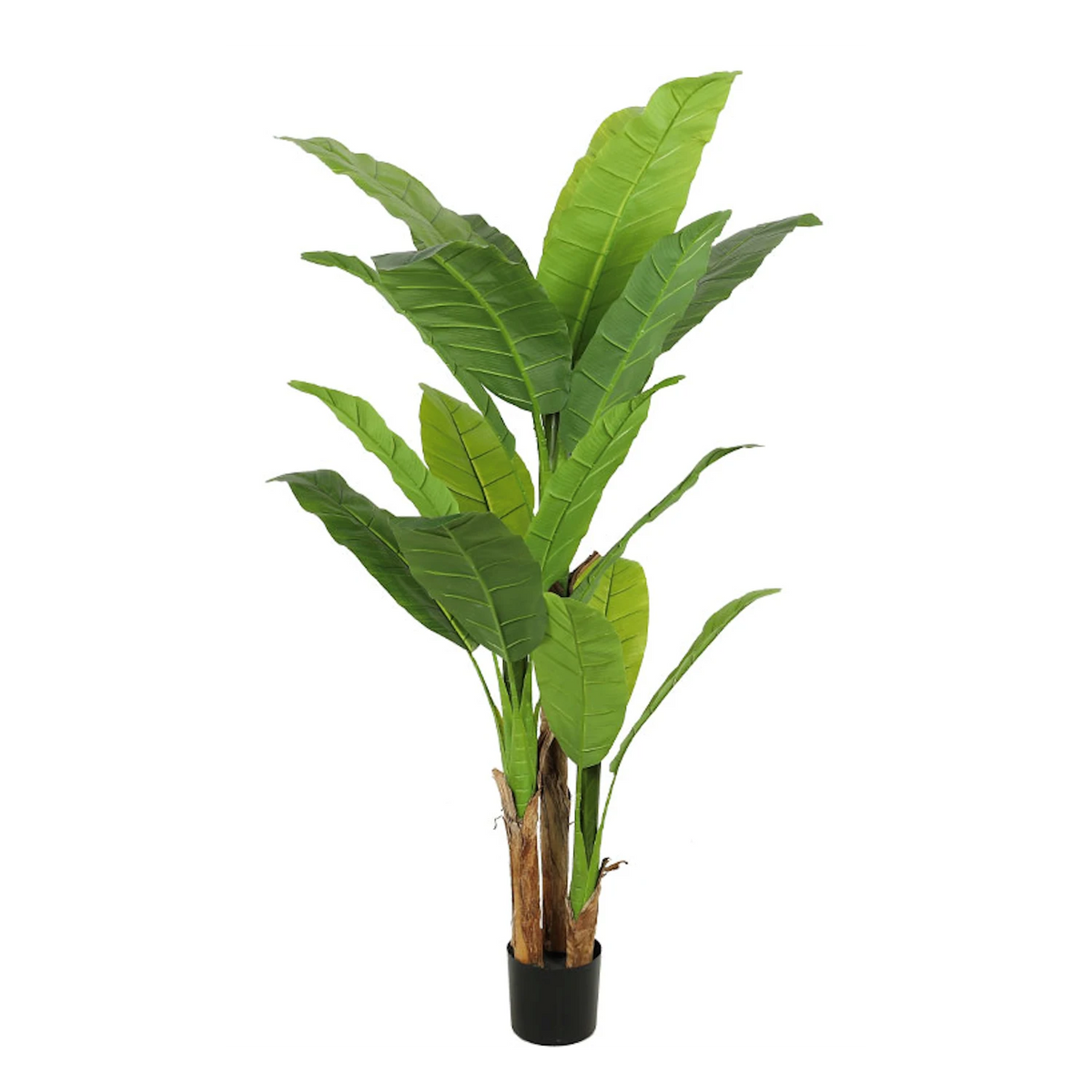 Planta artificiala decorativa cu frunze mari verzi, ghiveci negru, 190 cm