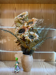Aranjament floral decorativ artificial cu floarea-soarelui în vază, 20 x 70 cm
