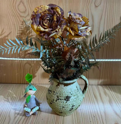 Aranjament floral decorativ artificial în vază, diverse culori, 20 x 40 cm