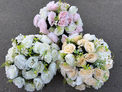 Buchet artificial cu flori și frunze decorative, 36 capete, 45 cm, Ruyidecor