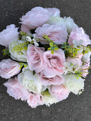 Buchet artificial cu flori și frunze decorative, 36 capete, 45 cm, Ruyidecor