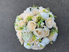 Buchet artificial cu flori și frunze decorative, 36 capete, 45 cm, Ruyidecor