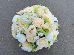 Buchet artificial cu flori și frunze decorative, 36 capete, 45 cm, Ruyidecor