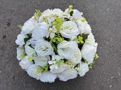 Buchet artificial cu flori și frunze decorative, 36 capete, 45 cm, Ruyidecor