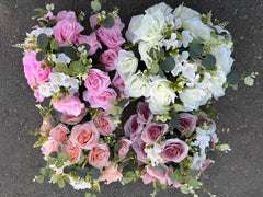 Buchet artificial cu trandafiri roz și frunze decorative, 28 capete, 40 cm, Ruyidecor