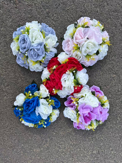 Buchet artificial cu flori decorative, 11 capete, 40 cm, diverse culori, Ruyidecor