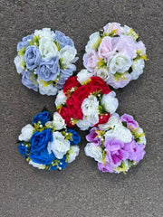 Buchet artificial cu flori decorative, 11 capete, 40 cm, diverse culori, Ruyidecor