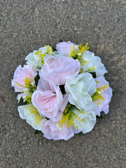 Buchet artificial cu flori decorative, 11 capete, 40 cm, diverse culori, Ruyidecor