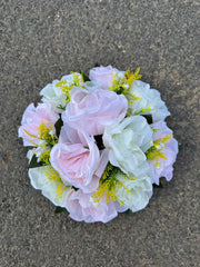 Buchet artificial cu flori decorative, 11 capete, 40 cm, diverse culori, Ruyidecor