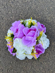 Buchet artificial cu flori decorative, 11 capete, 40 cm, diverse culori, Ruyidecor