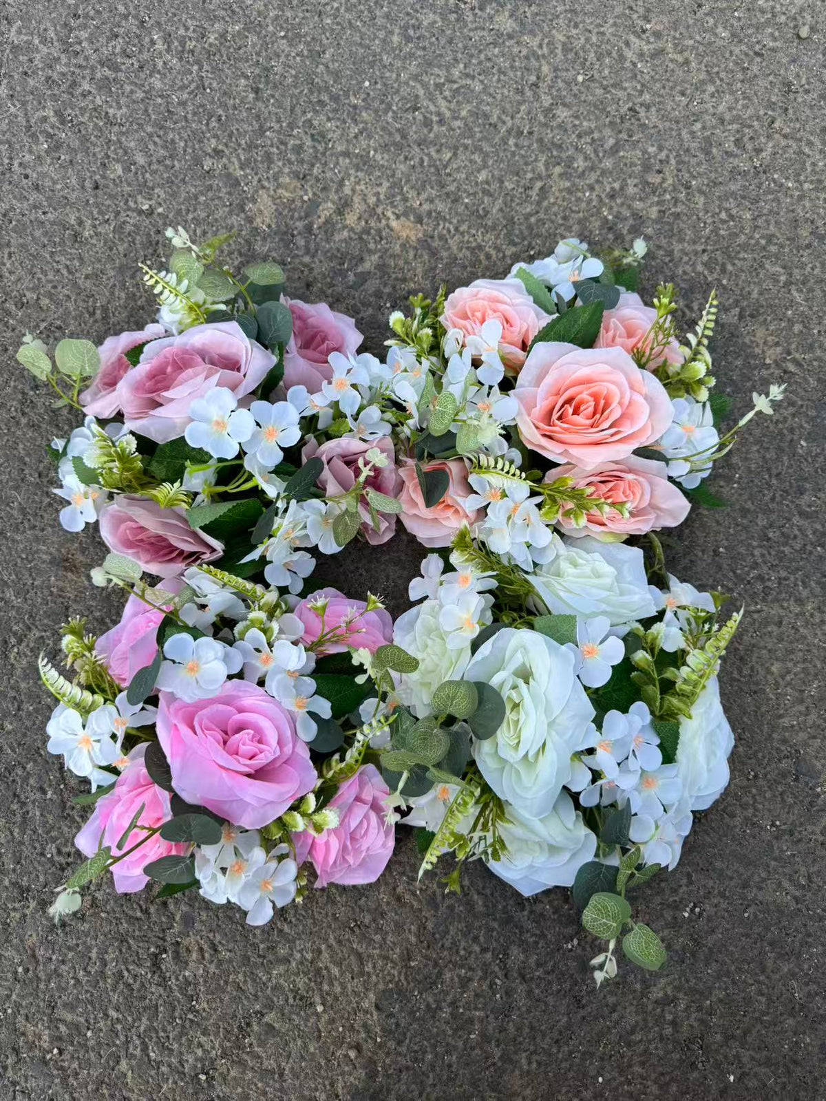 Buchet artificial cu flori si frunze decorative, 10 capete, 35 cm, diverse culori, Ruyidecor