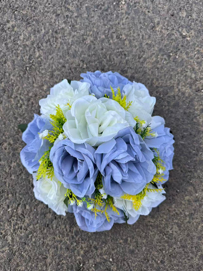 Buchet artificial cu flori decorative, 11 capete, 40 cm, diverse culori, Ruyidecor