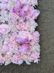Panou decorativ cu flori artificiale și fluturi, diverse culori, 40x60 cm, 1 bucata