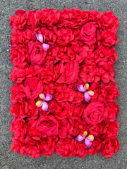 Panou decorativ cu flori artificiale și fluturi, diverse culori, 40x60 cm, 1 bucata