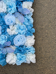 Panou decorativ cu flori artificiale și fluturi, diverse culori, 40x60 cm, 1 bucata