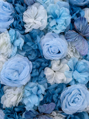 Panou decorativ cu flori artificiale și fluturi, diverse culori, 40x60 cm, 1 bucata