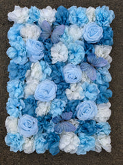 Panou decorativ cu flori artificiale și fluturi, diverse culori, 40x60 cm, 1 bucata