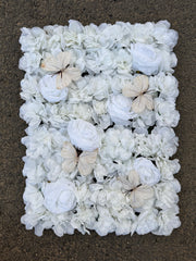 Panou decorativ cu flori artificiale și fluturi, diverse culori, 40x60 cm, 1 bucata