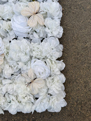Panou decorativ cu flori artificiale și fluturi, diverse culori, 40x60 cm, 1 bucata