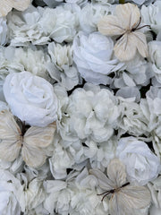 Panou decorativ cu flori artificiale și fluturi, diverse culori, 40x60 cm, 1 bucata