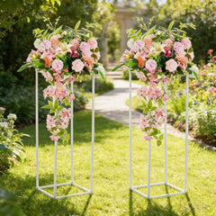 Set 4 bucati  " Suport metalic alb conceput intr-o forma clasica de cub columnar designul gol din mijloc special pentru  evenimente  de neuitat