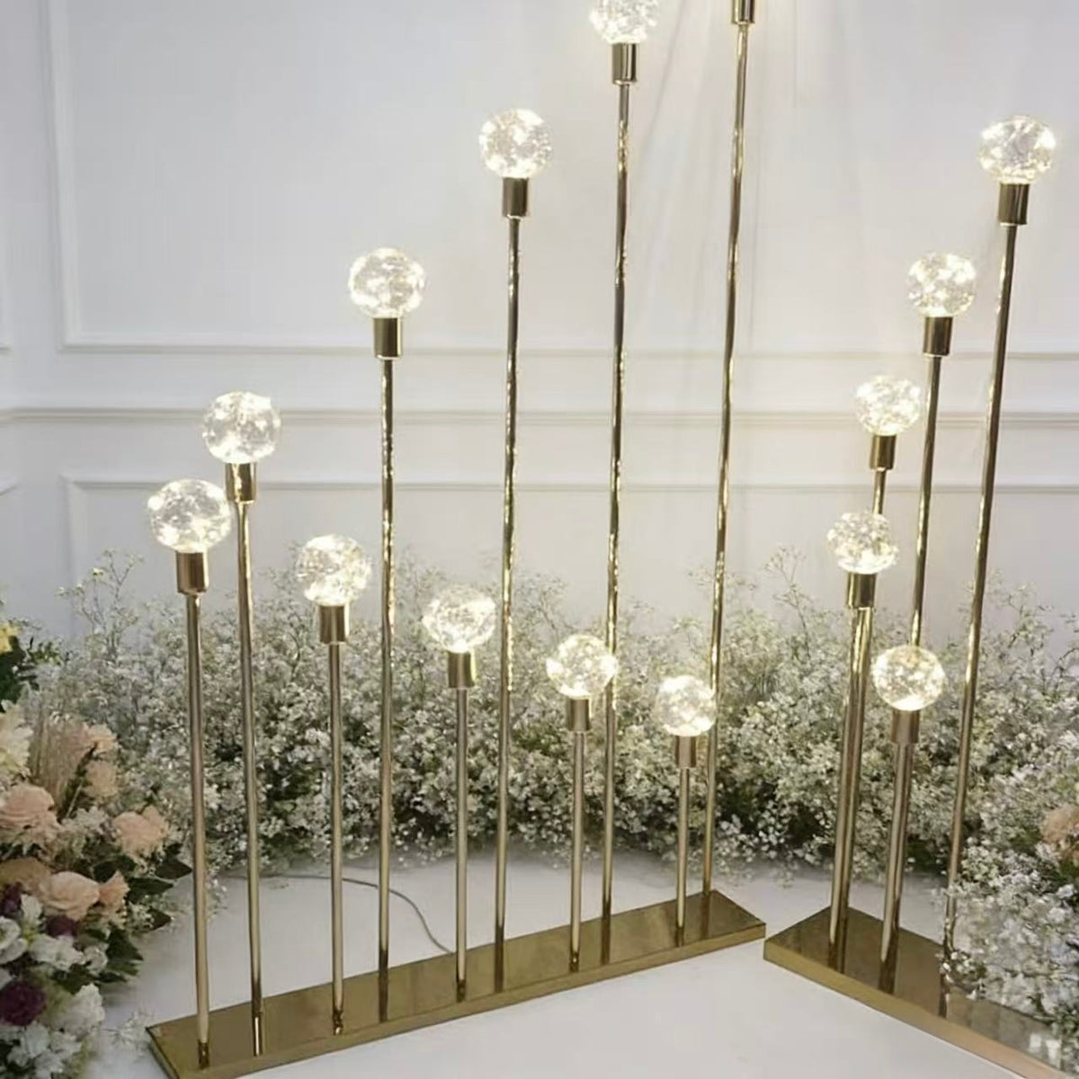 Suport de lumânări cu LED-uri aurii, nou, pentru candelabre, pentru piese centrale de masă