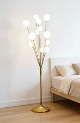 Lampadar auriu cu globuri led , special pentru orice eveniment  rafinate cu lumina caldă , 1 bucata, 115 cm/140 cm