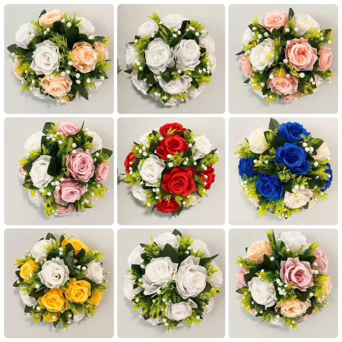 Aranjament floral decorativ cu trandafiri artificiali, 28 x 14 cm, diverse culori