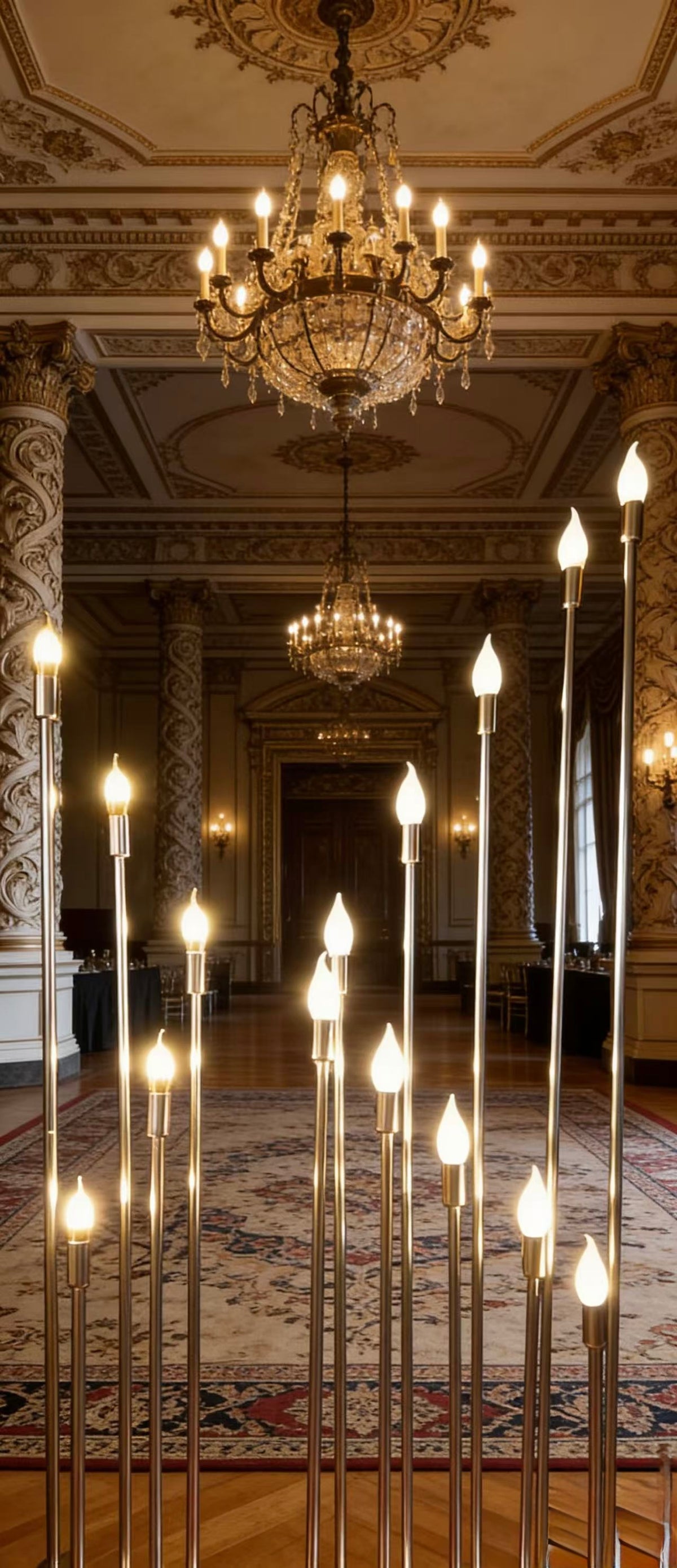 Suport de lumânări cu LED-uri aurii, nou, pentru candelabre, pentru piese centrale de masă