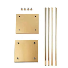 Set 4 suporturi decorative aurii tip piedestal, design modern geometric, înălțimi diferite