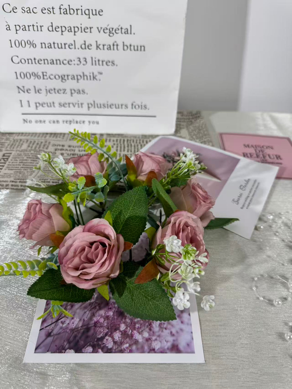 Aranjament floral cu lumânare decorativă, 6 capete, 30 cm, Ruyidecor