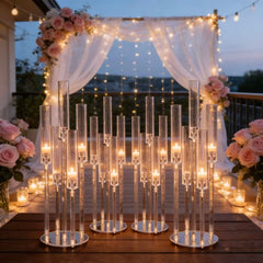 4 bucăți suport de Lumânări 58cm cu 5 capete Acrilic Transparent – Eleganță și Minimalism