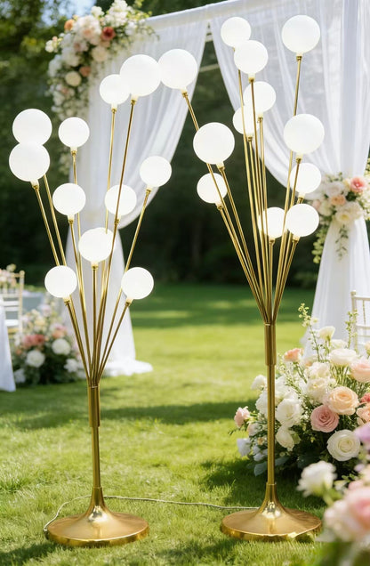 Lampadar auriu cu globuri led , special pentru orice eveniment  rafinate cu lumina caldă , 1 bucata, 115 cm/140 cm